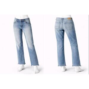 BKE payton Womens Straight Leg Jeans Raw Hem Light Wash Denim Size 31x28